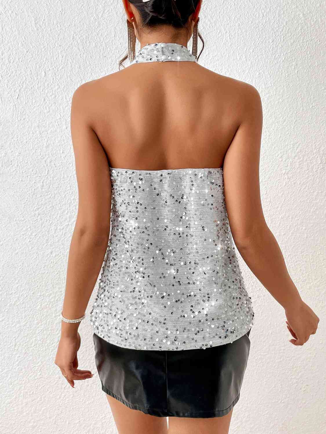 Sequin Halter Neck Tank | Sugarz Chique Boutique