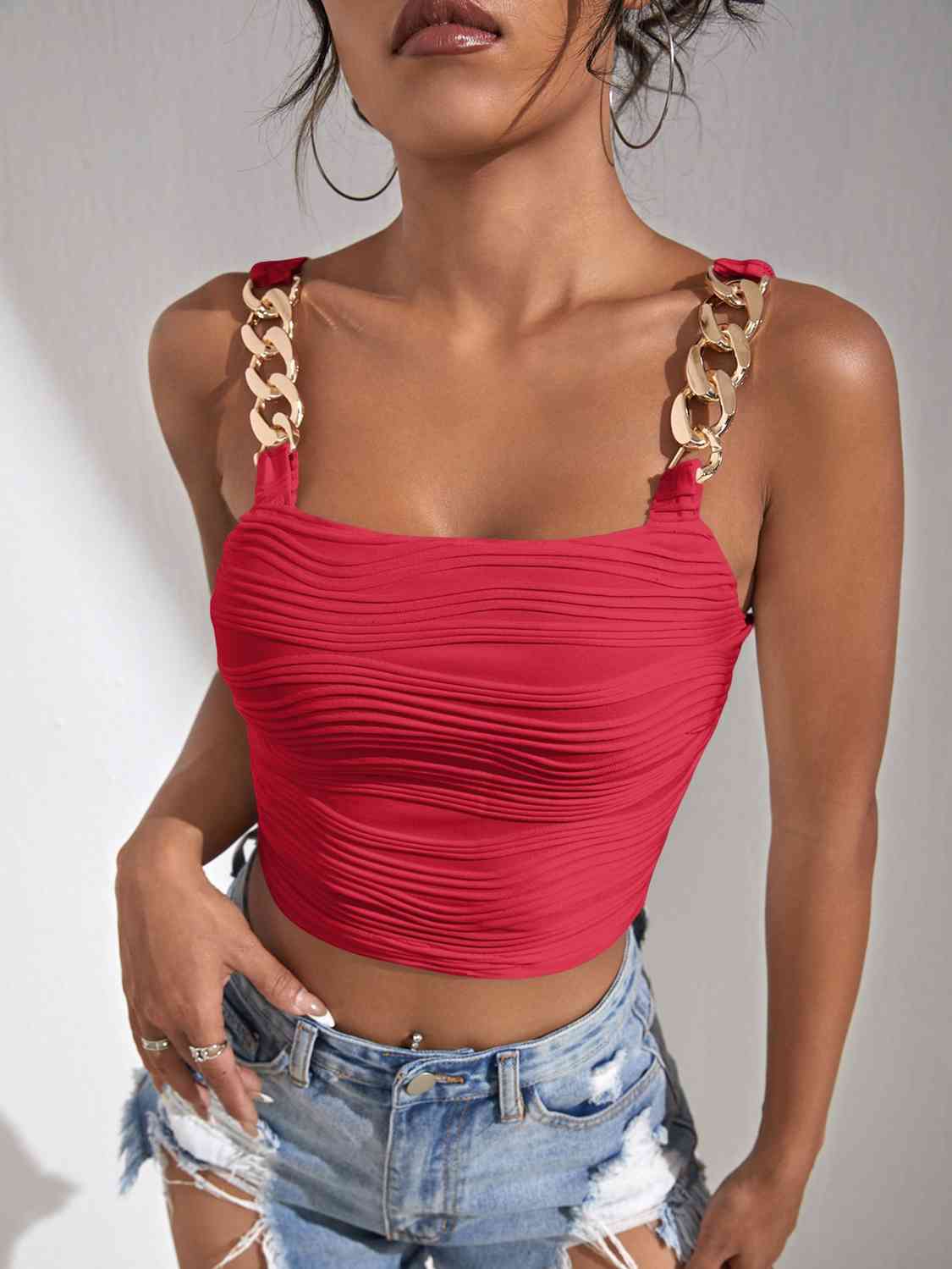Chain Detail Square Neck Tank | Sugarz Chique Boutique