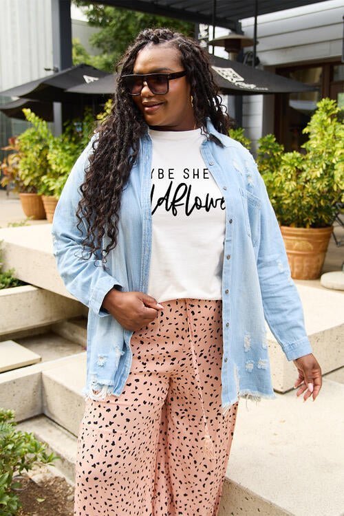 Simply Love Full Size MAYBE SHE'S A WILDFLOWER Short Sleeve T-Shirt | Sugarz Chique Boutique
