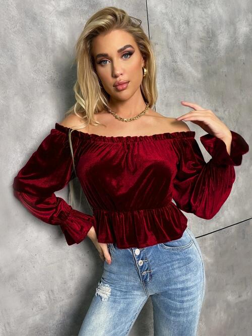 Off-Shoulder Flounce Sleeve Blouse | Sugarz Chique Boutique
