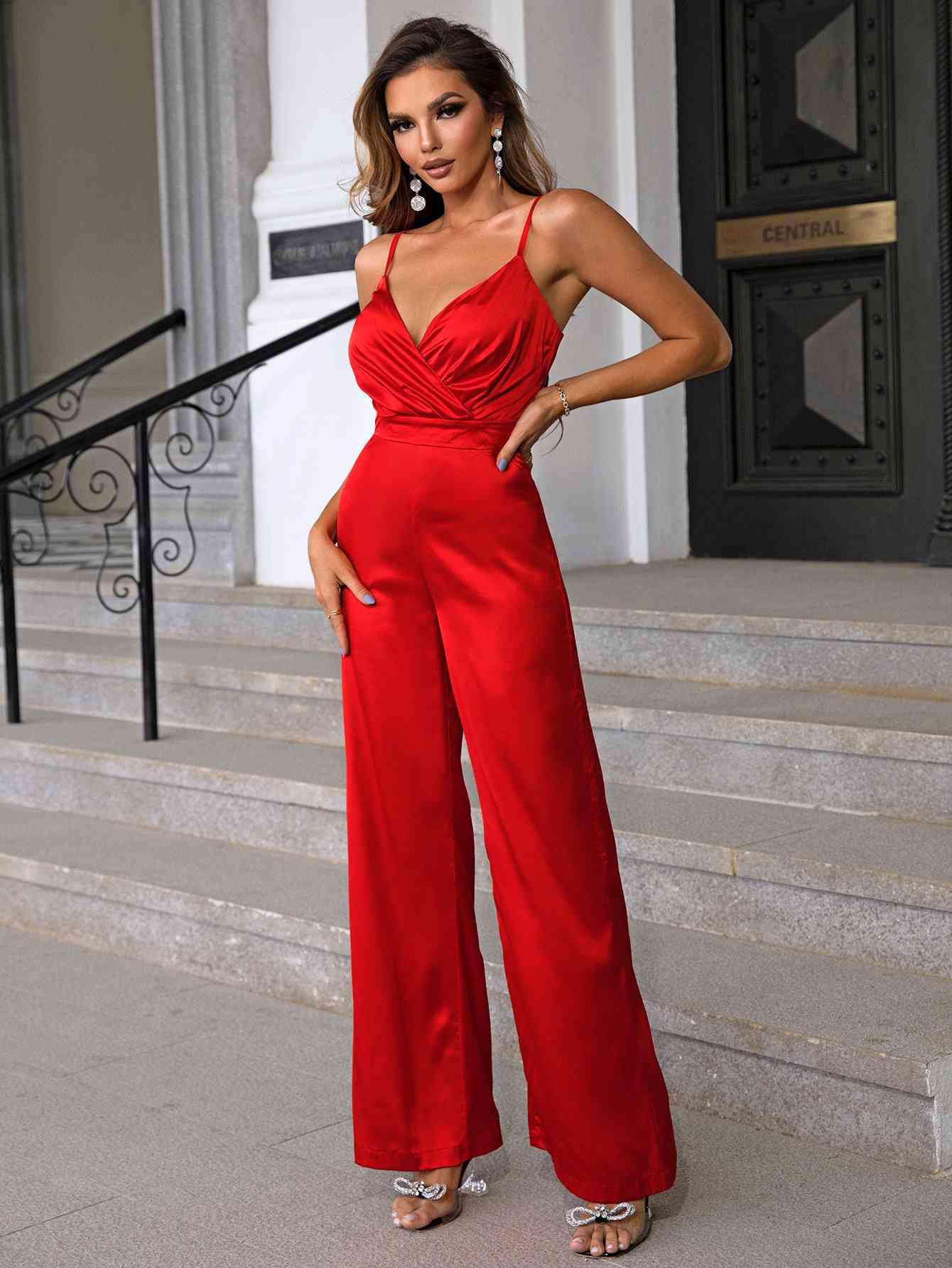 Wide Leg Spaghetti Strap Jumpsuit | Sugarz Chique Boutique