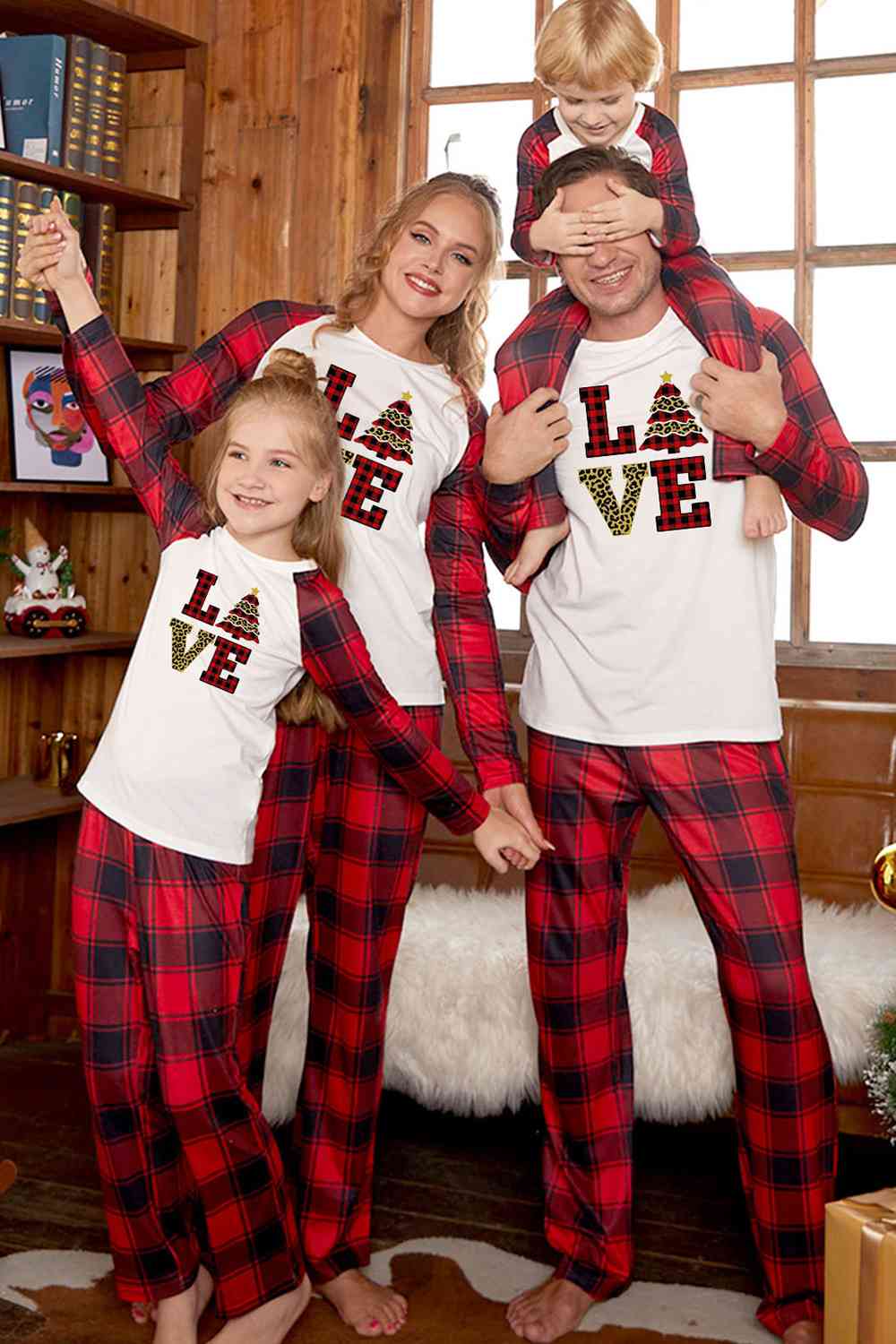 LOVE Graphic Top and Plaid Pants Set | Sugarz Chique Boutique