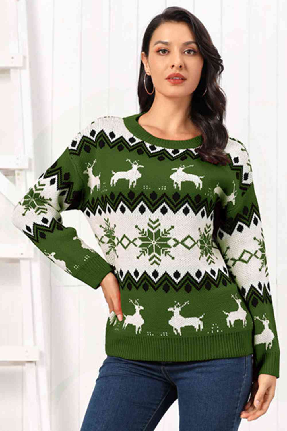 Reindeer Round Neck Sweater | Sugarz Chique Boutique