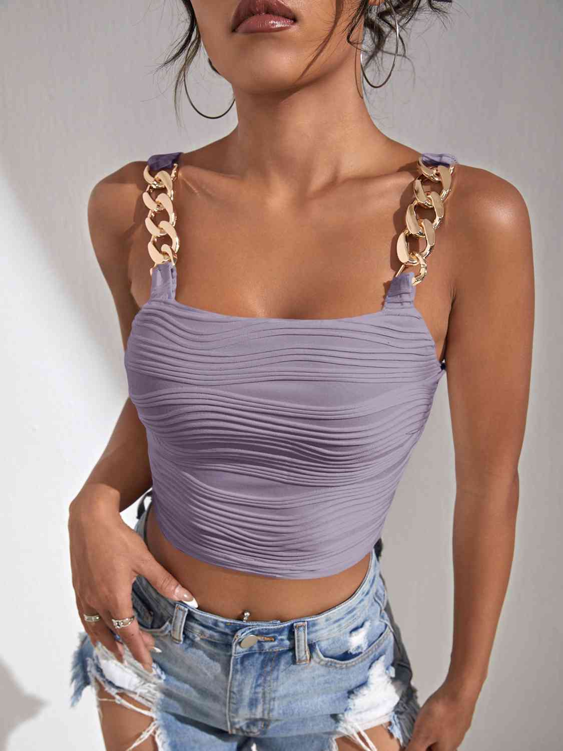 Chain Detail Square Neck Tank | Sugarz Chique Boutique