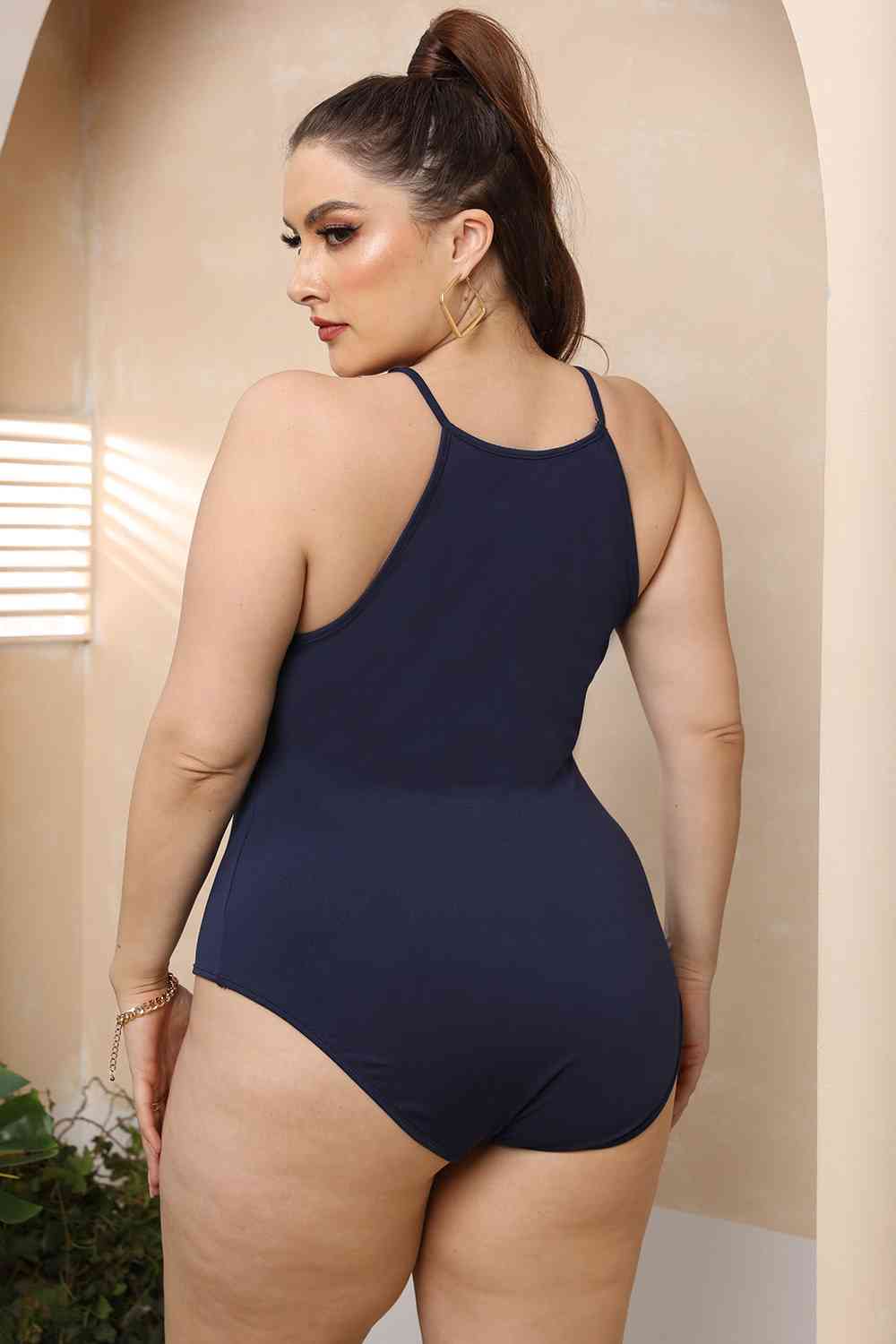 Plus Size Halter Neck Spaghetti Strap Bodysuit | Sugarz Chique Boutique