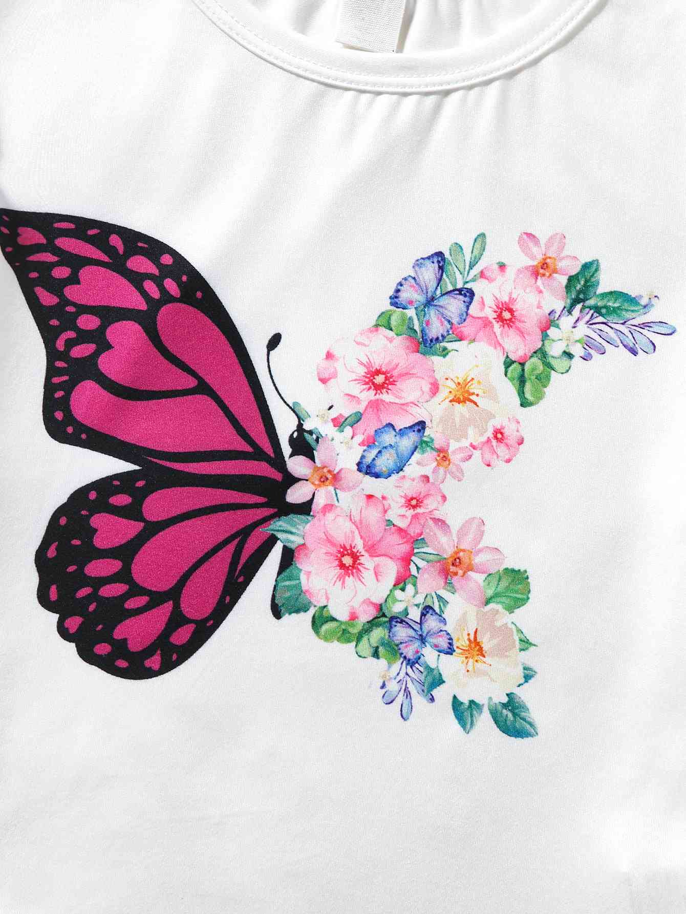 Butterfly Graphic Top and Belted Denim Shorts Set | Sugarz Chique Boutique