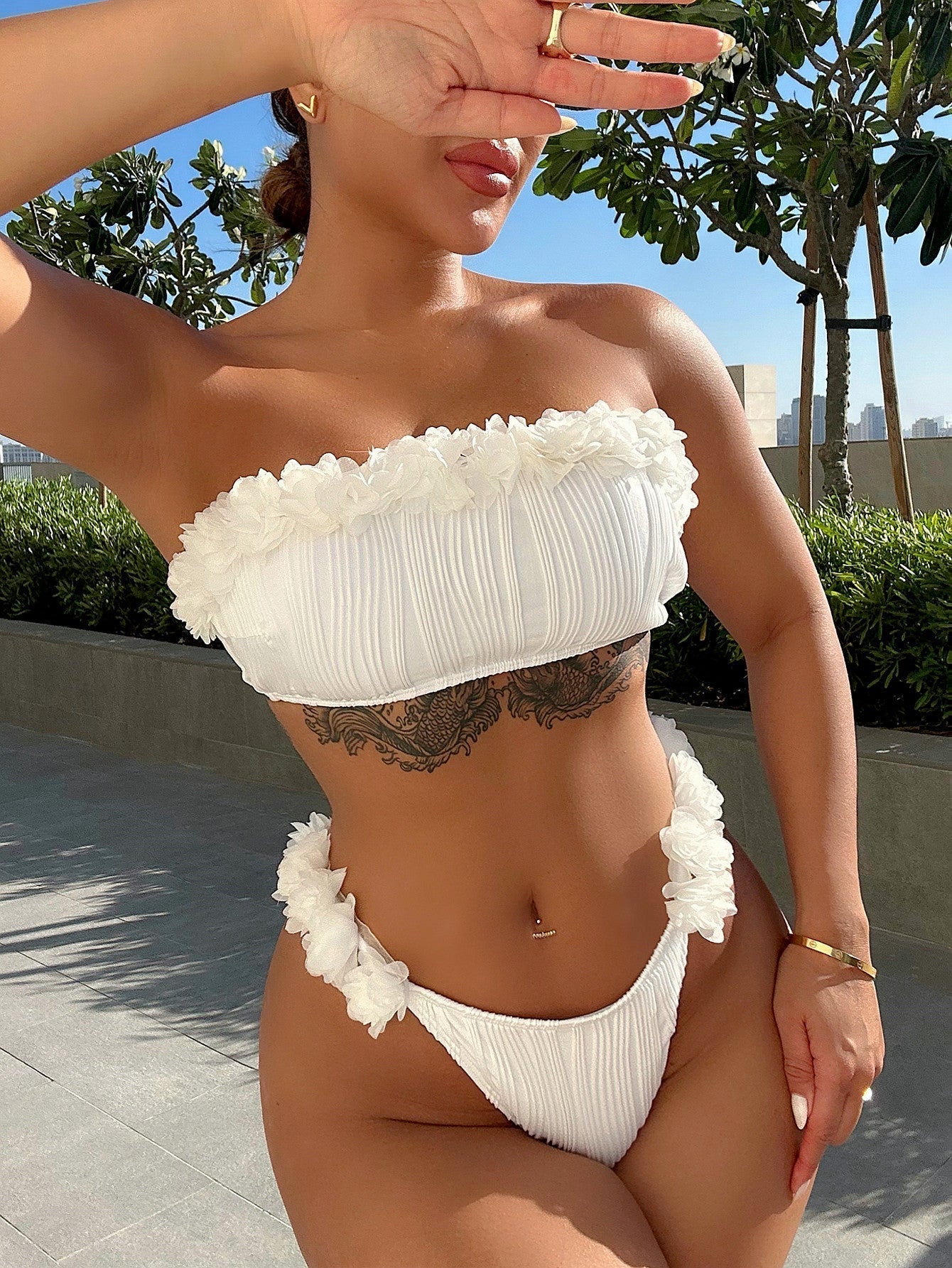 Applique Tie Back Two-Piece Bikini Set | Sugarz Chique Boutique
