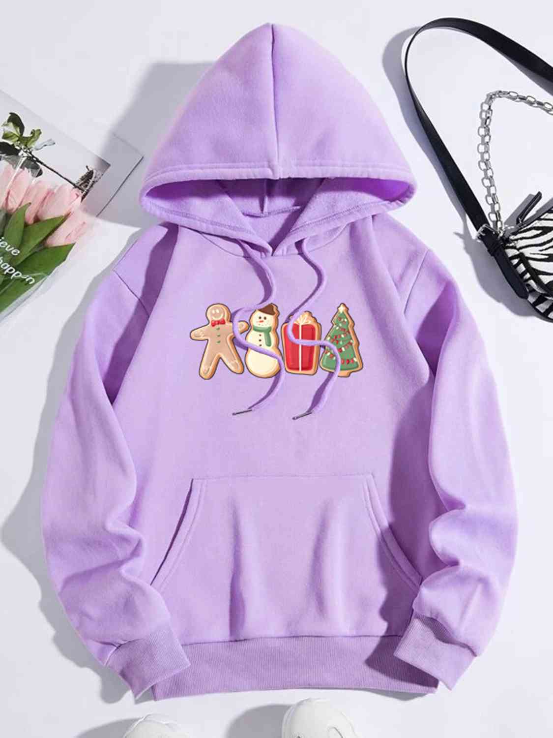 Graphic Drawstring Hoodie with Pocket | Sugarz Chique Boutique