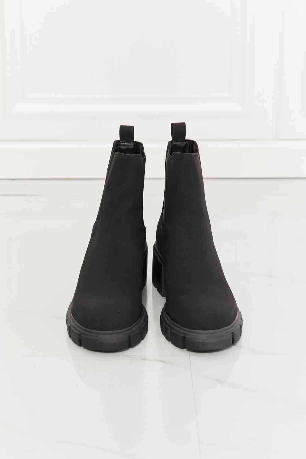 MMShoes Work For It Matte Lug Sole Chelsea Boots in Black | Sugarz Chique Boutique