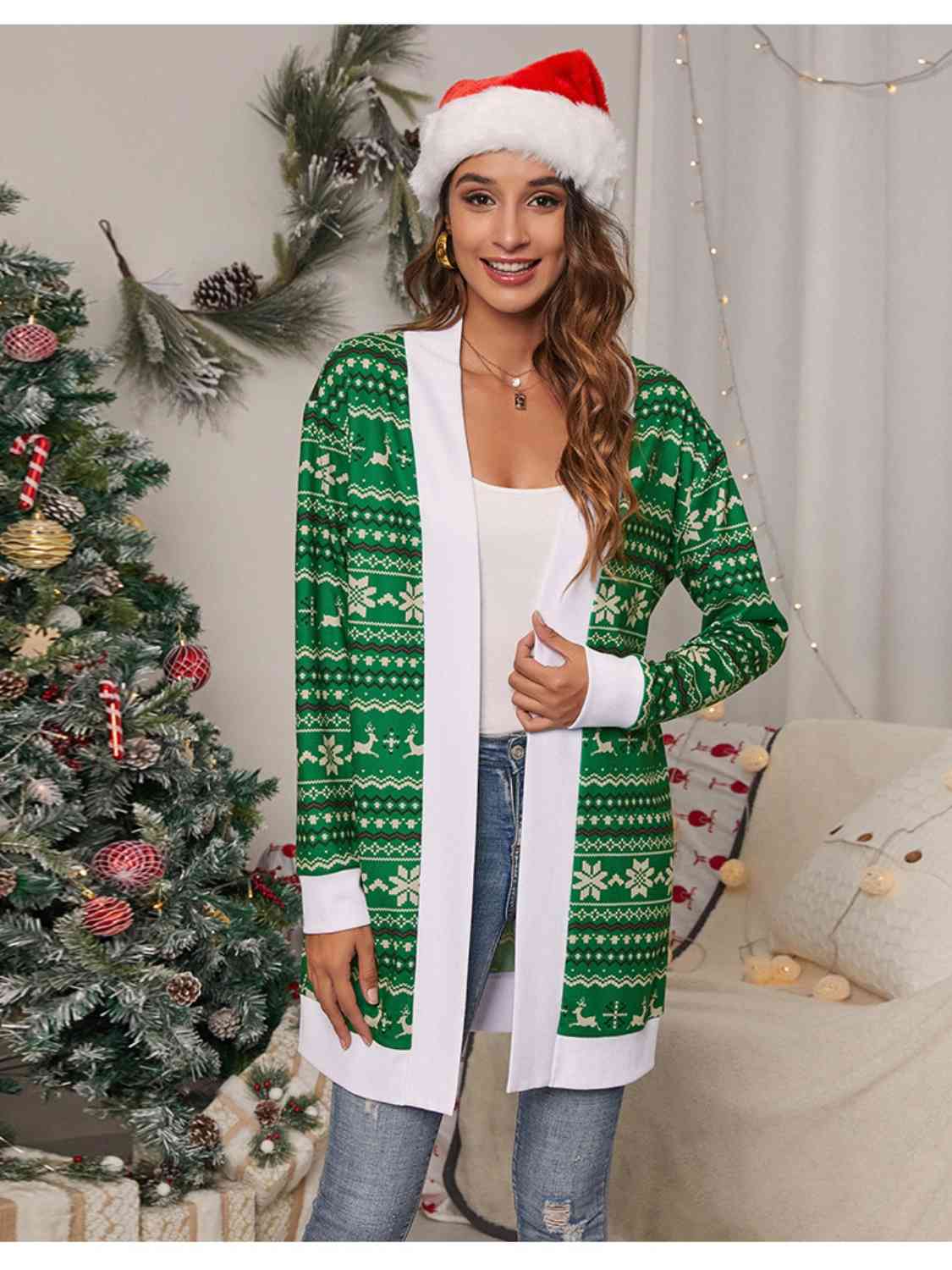 Christmas Open Front Cardigan | Sugarz Chique Boutique