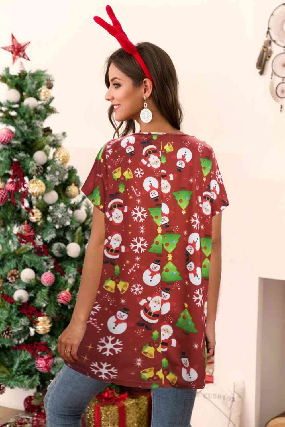 Christmas Round Neck Short Sleeve T-Shirt | Sugarz Chique Boutique