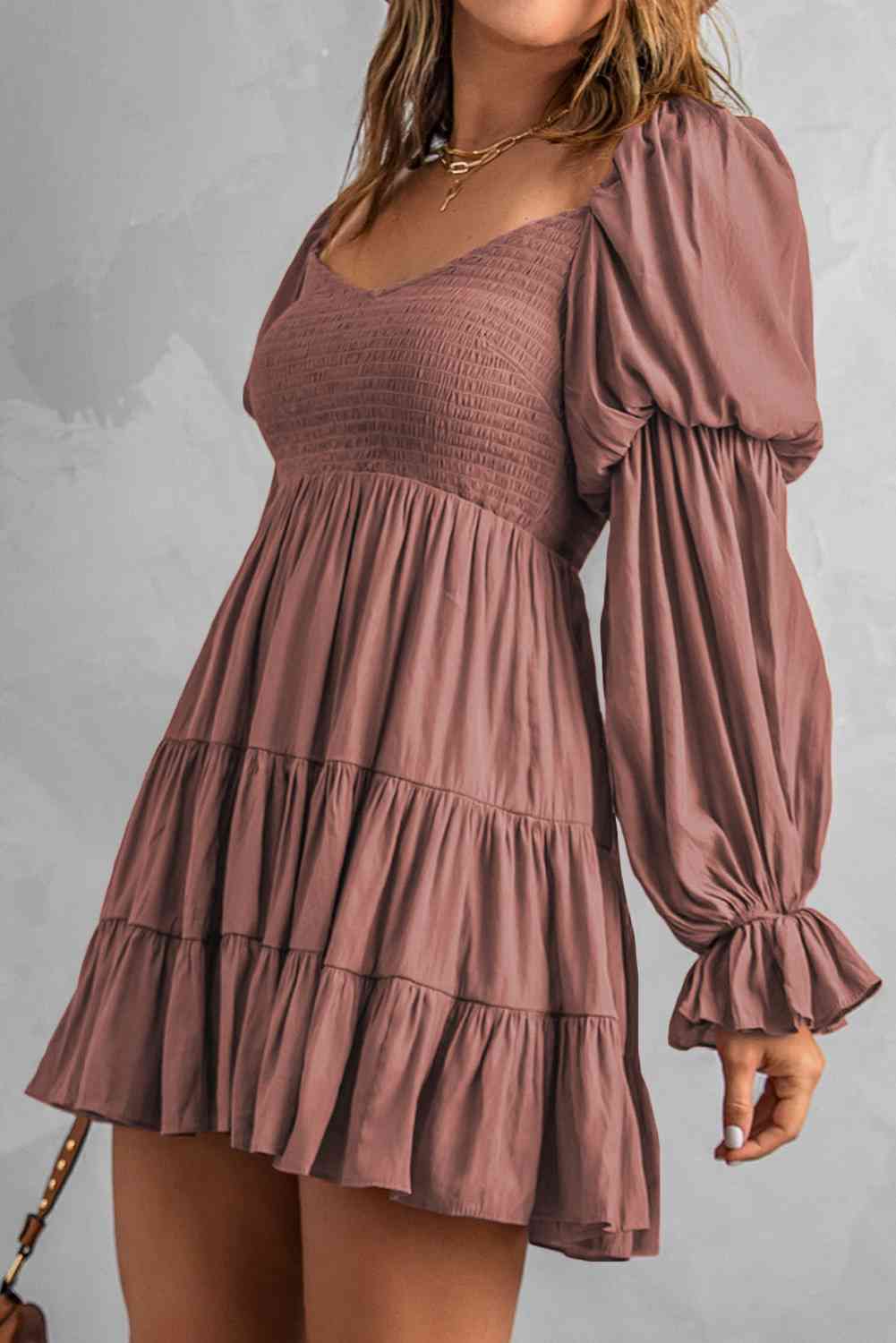 Smocked Off-Shoulder Tiered Mini Dress | Sugarz Chique Boutique