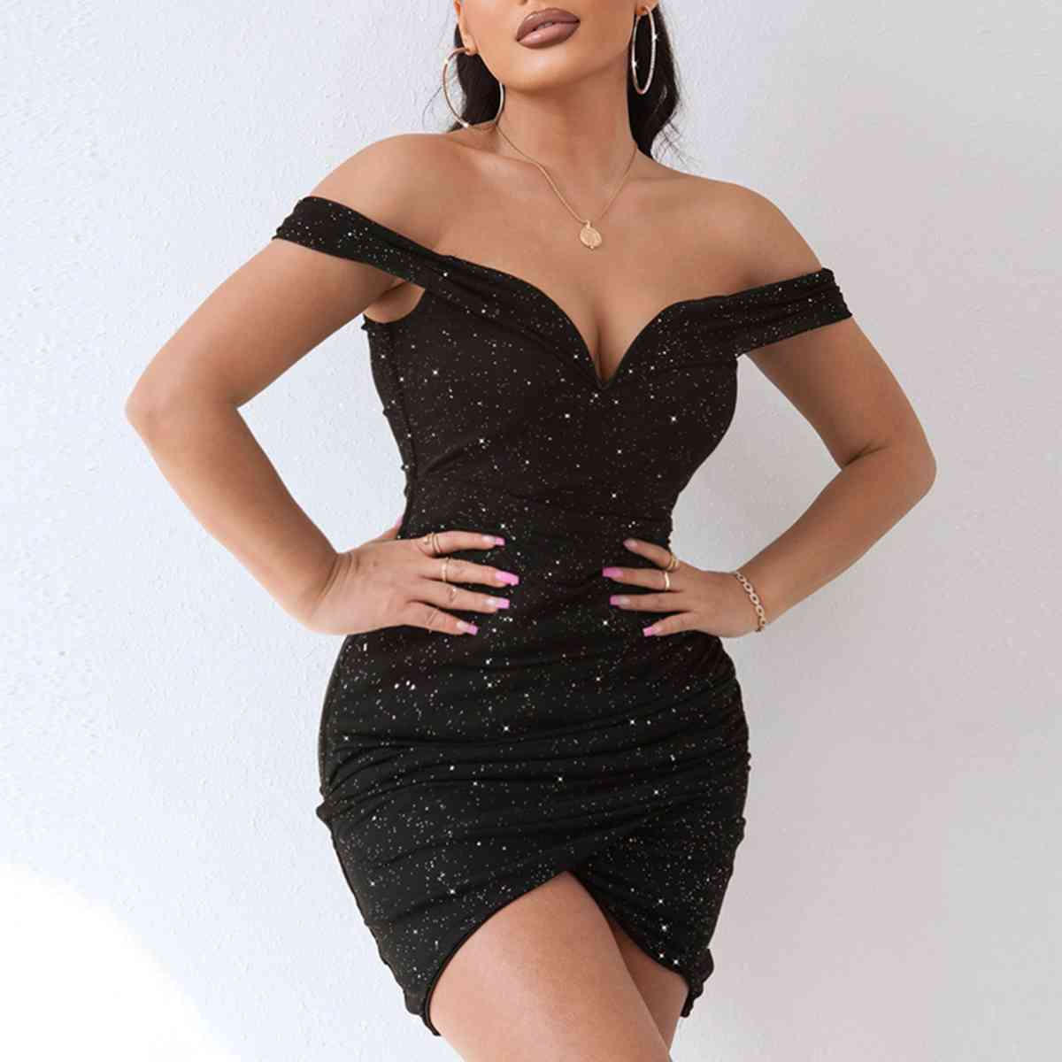 Sequin Off-Shoulder Mini Dress | Sugarz Chique Boutique