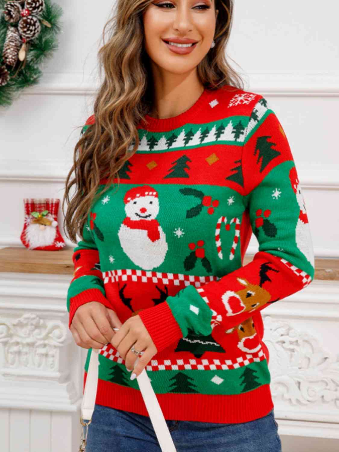 Christmas Theme Round Neck Sweater | Sugarz Chique Boutique