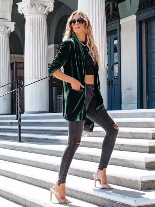 Button Up Long Sleeve Blazer with Pocket | Sugarz Chique Boutique