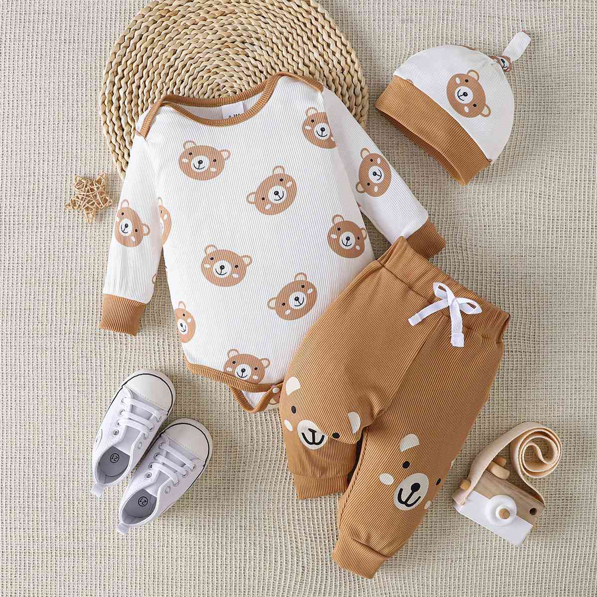 Bear Print Bodysuit and Joggers Set | Sugarz Chique Boutique