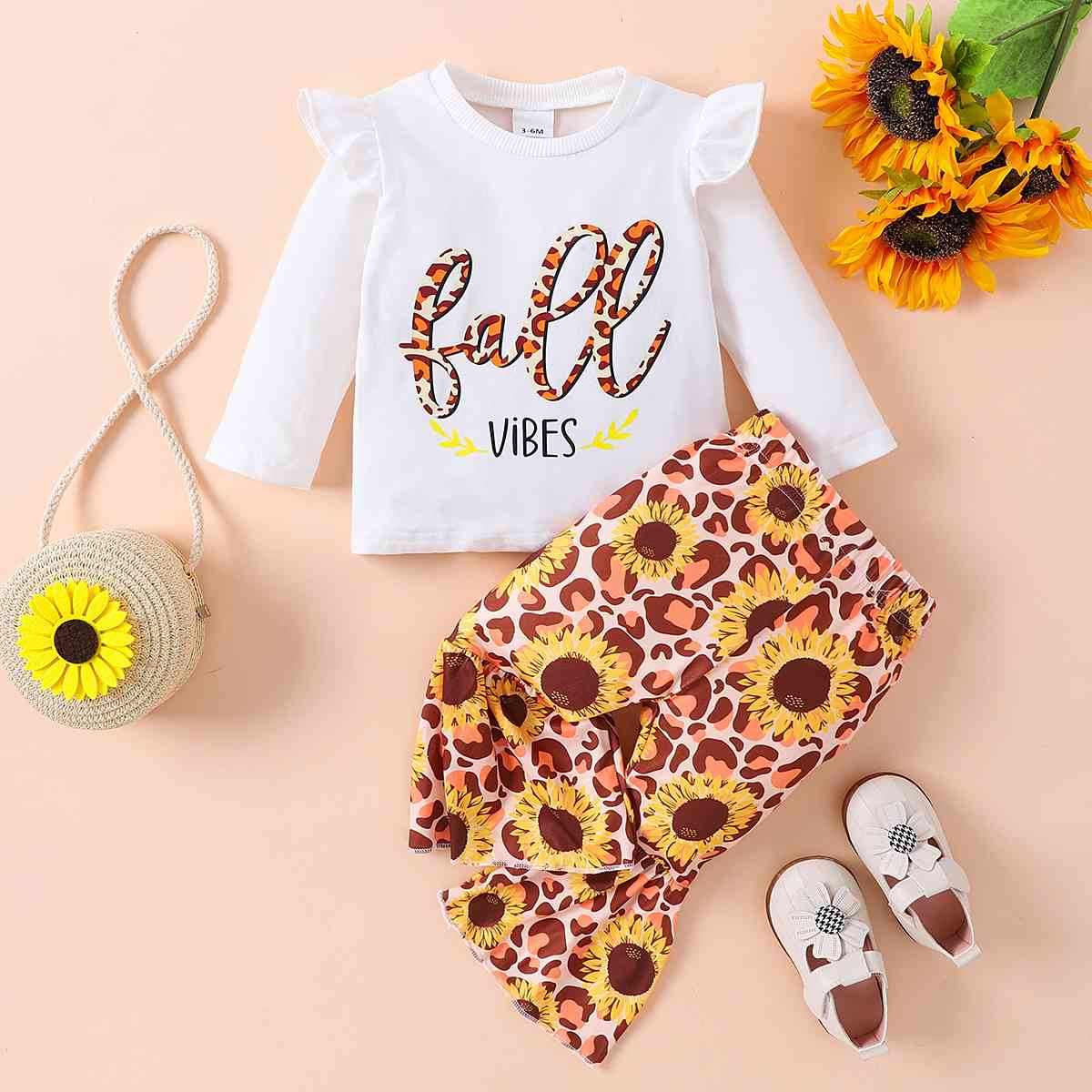 Graphic Top and Printed Flare Pants Set | Sugarz Chique Boutique