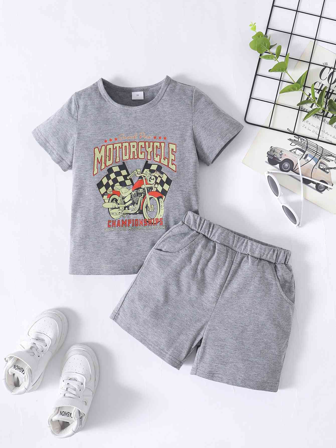 Boys CHAMPIONSHIPS Graphic Tee and Shorts Set | Sugarz Chique Boutique