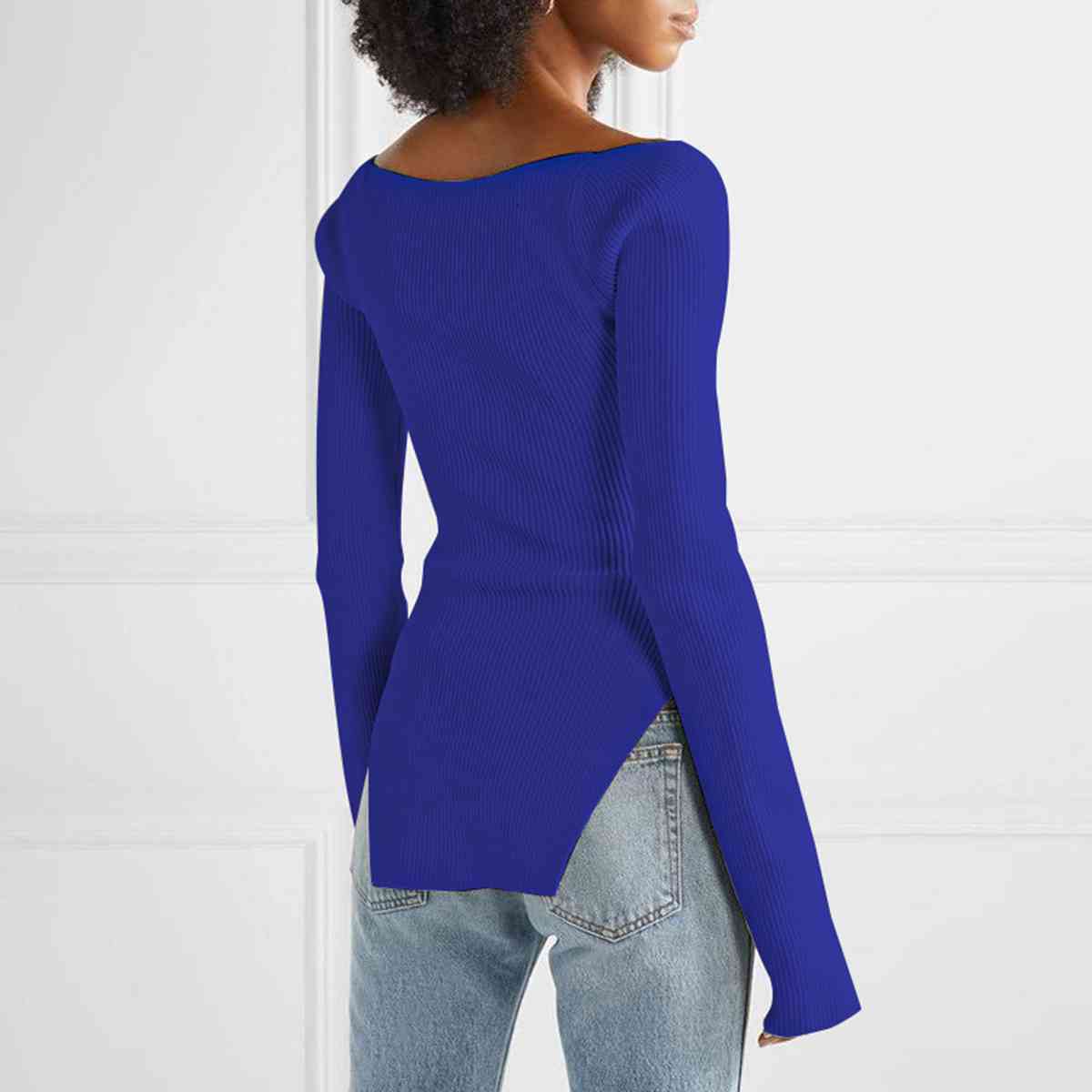 Sweetheart Neck Long Sleeve Knit Top | Sugarz Chique Boutique