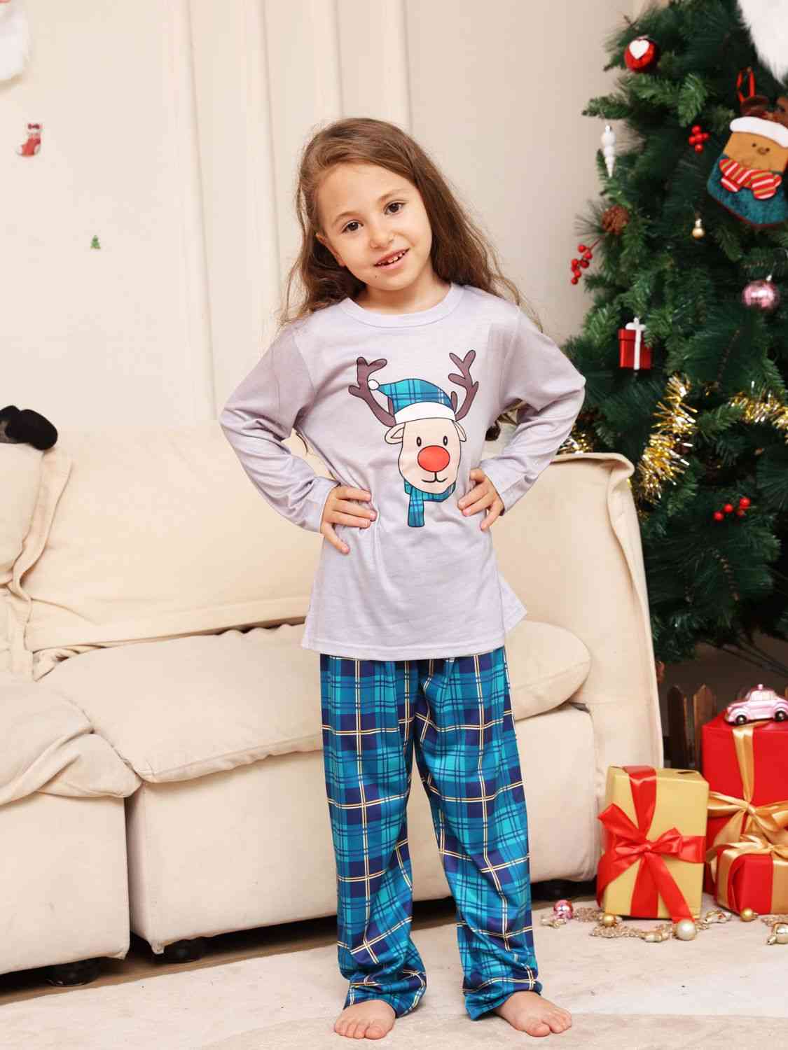 Rudolph Graphic Long Sleeve Top and Plaid Pants Set | Sugarz Chique Boutique