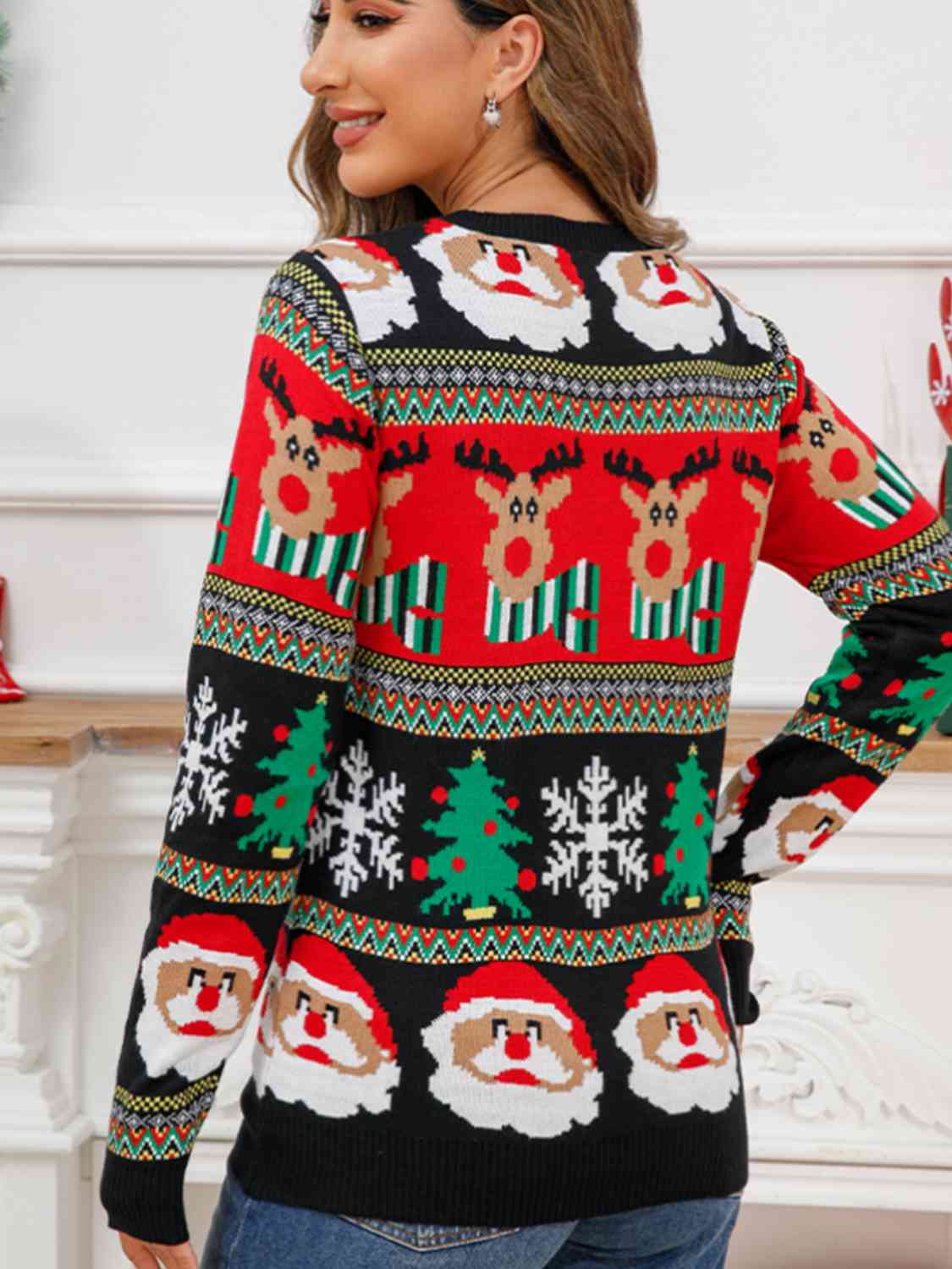 Christmas Theme Round Neck Sweater | Sugarz Chique Boutique