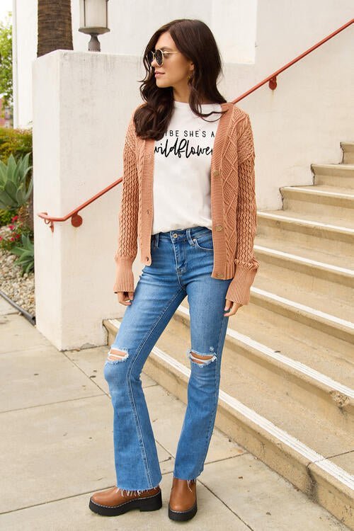 Simply Love Full Size MAYBE SHE'S A WILDFLOWER Short Sleeve T-Shirt | Sugarz Chique Boutique
