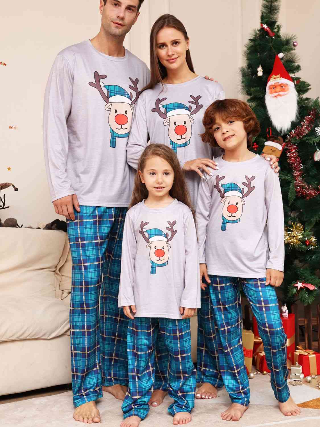 Rudolph Graphic Long Sleeve Top and Plaid Pants Set | Sugarz Chique Boutique