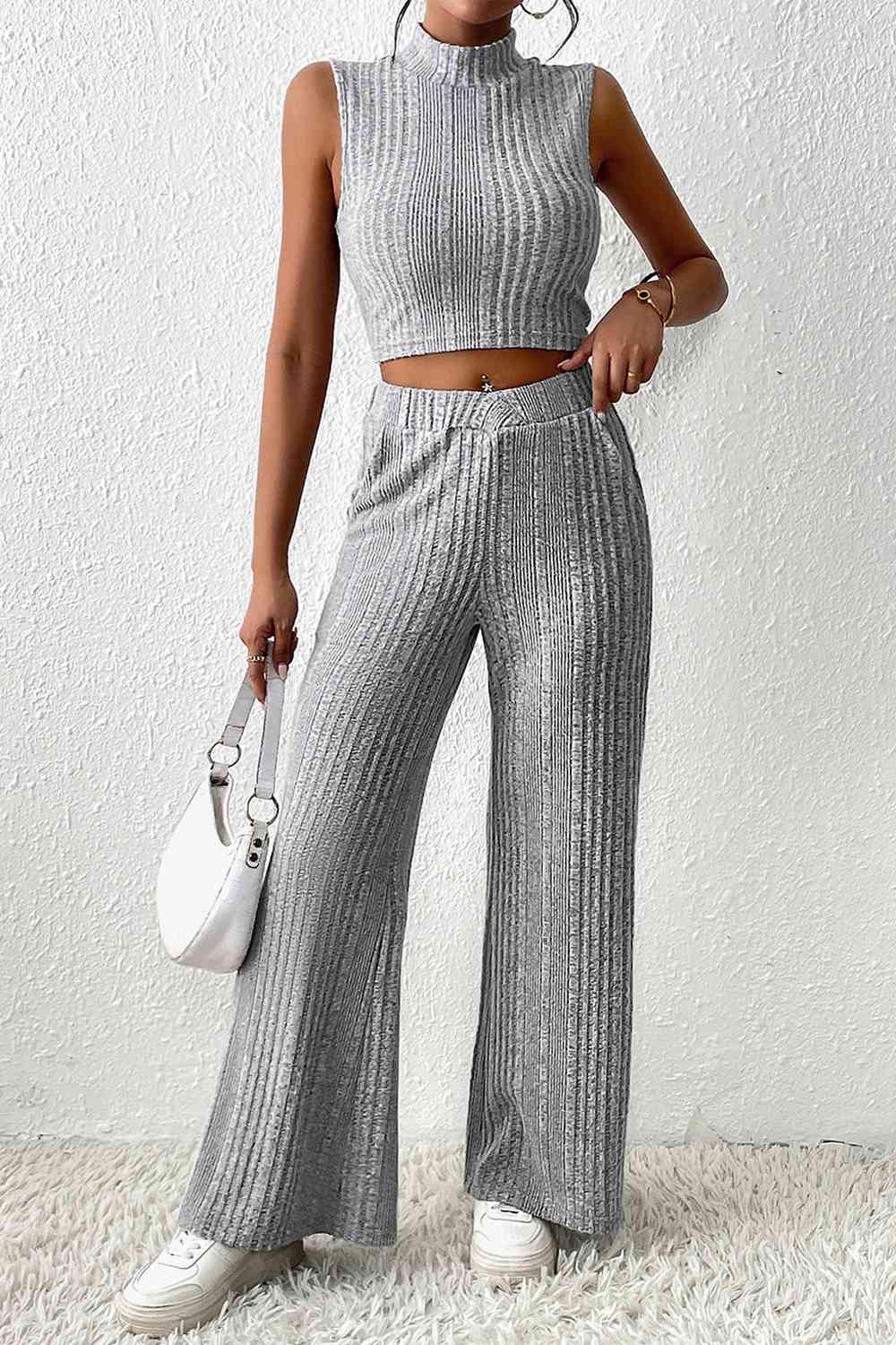 Mock Neck Tank and Pants Set | Sugarz Chique Boutique