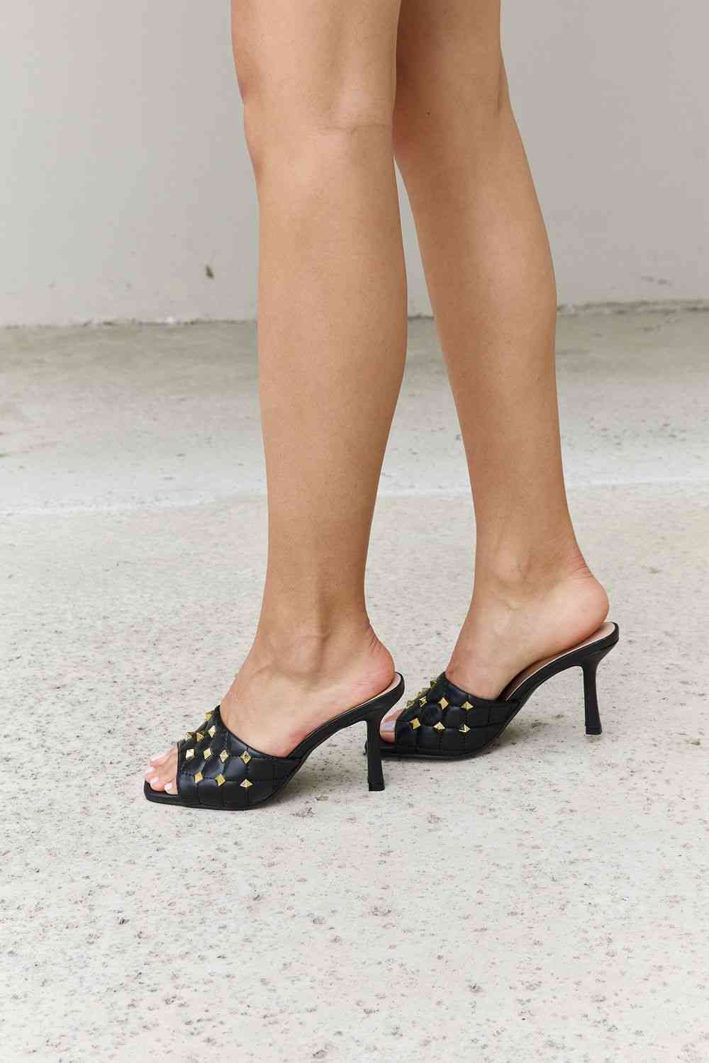 Forever Link Square Toe Quilted Mule Heels in Black | Sugarz Chique Boutique