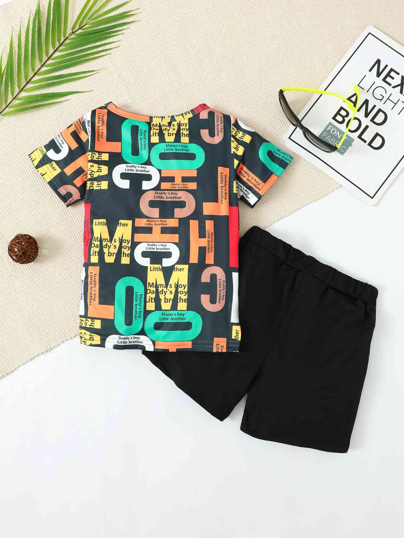Slogan Print Round Neck Top and Shorts Set | Sugarz Chique Boutique