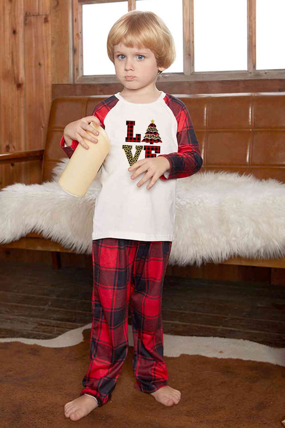 LOVE Graphic Top and Plaid Pants Set | Sugarz Chique Boutique