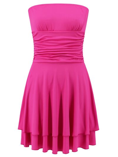 Ruched Layered Tube Mini Dress | Sugarz Chique Boutique