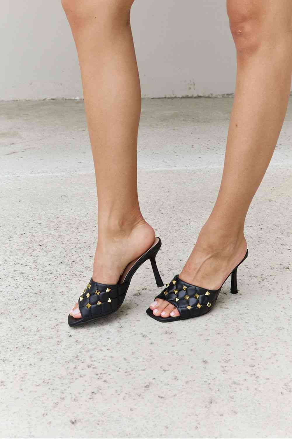 Forever Link Square Toe Quilted Mule Heels in Black | Sugarz Chique Boutique