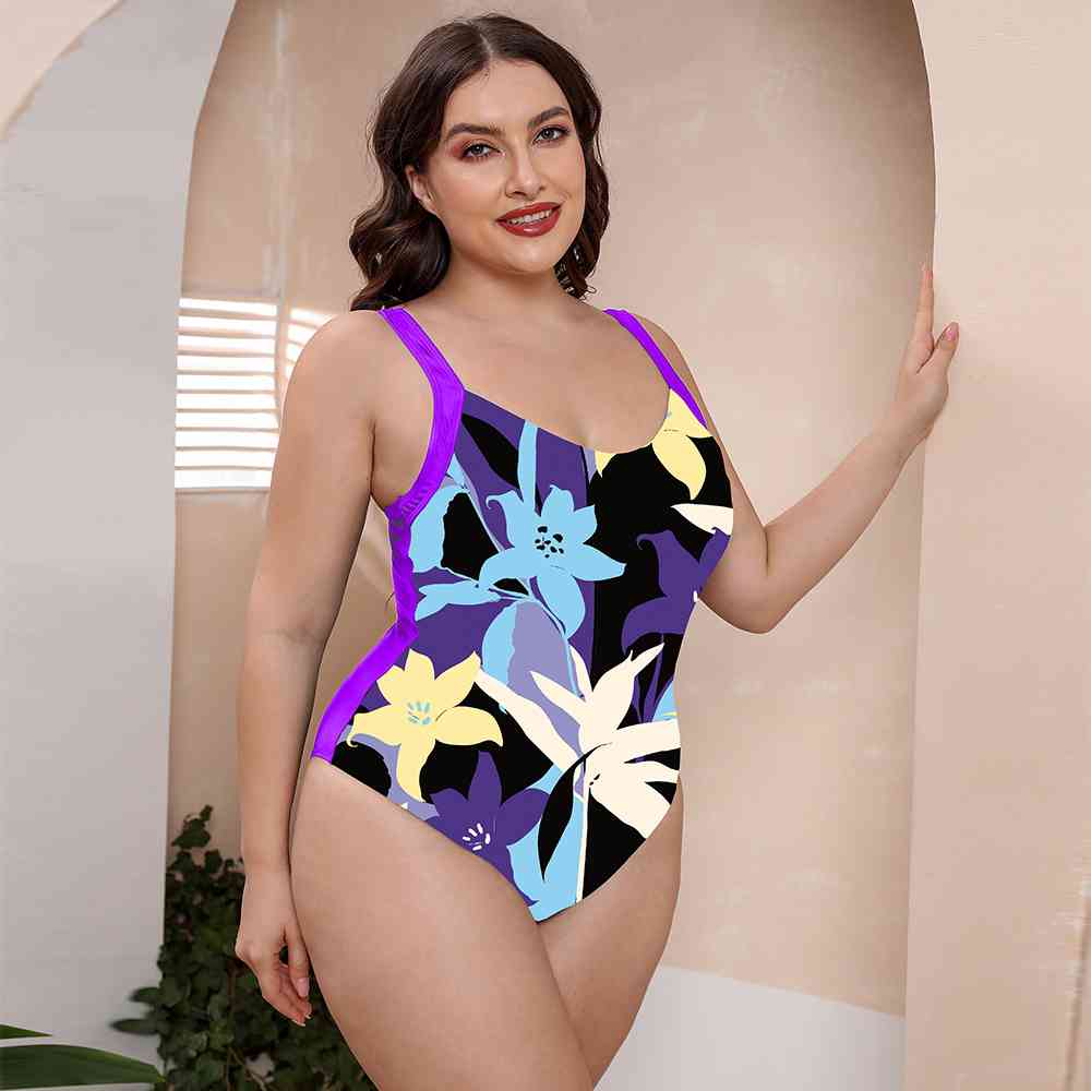 Full Size Printed Scoop Neck Sleeveless One-Piece Swimsuit | Sugarz Chique Boutique