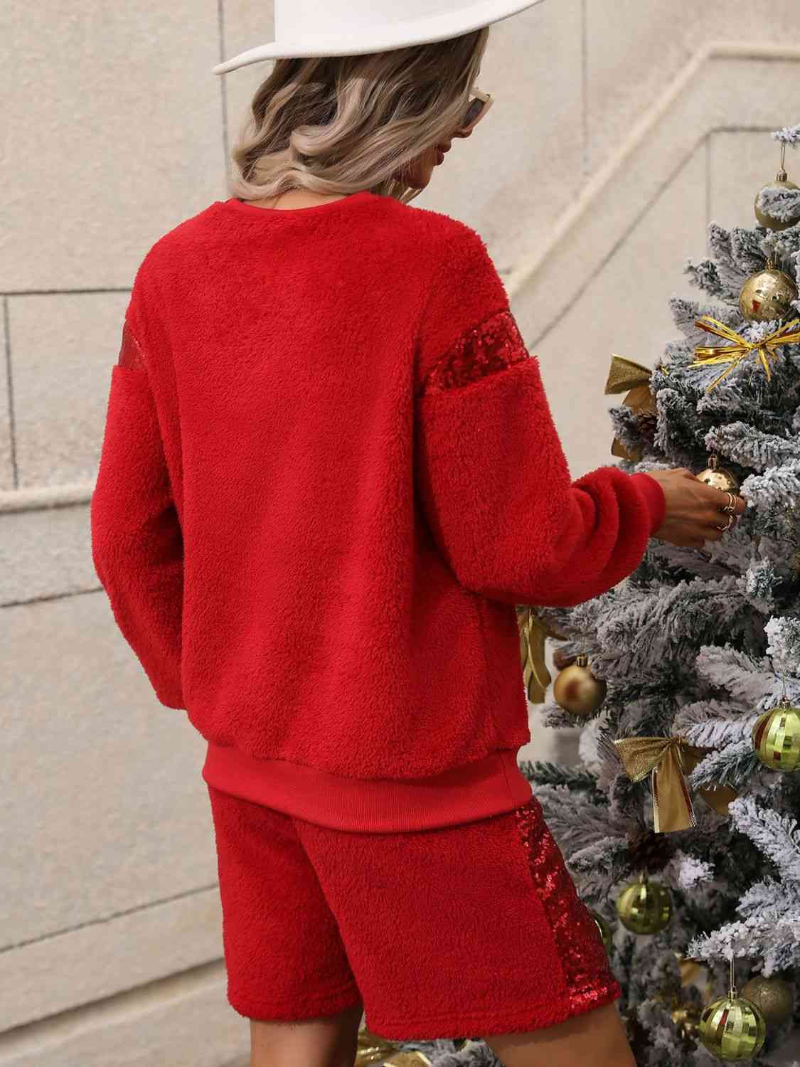 Sequin Teddy Sweatshirt and Shorts Set | Sugarz Chique Boutique