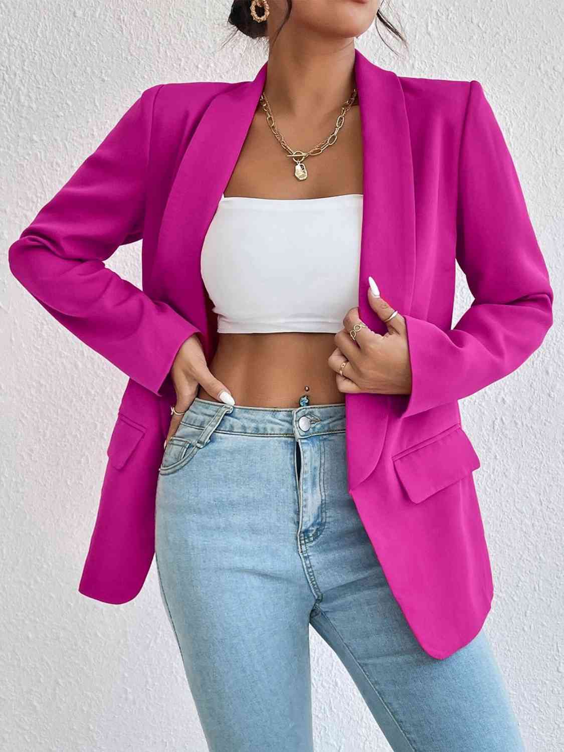 Shawl Collar Long Sleeve Blazer | Sugarz Chique Boutique