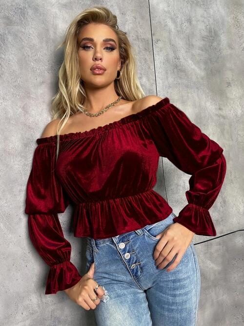 Off-Shoulder Flounce Sleeve Blouse | Sugarz Chique Boutique