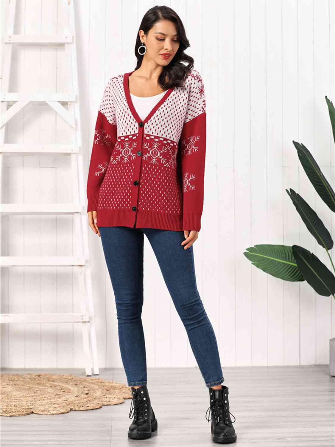 Snowflake Button Down Cardigan | Sugarz Chique Boutique