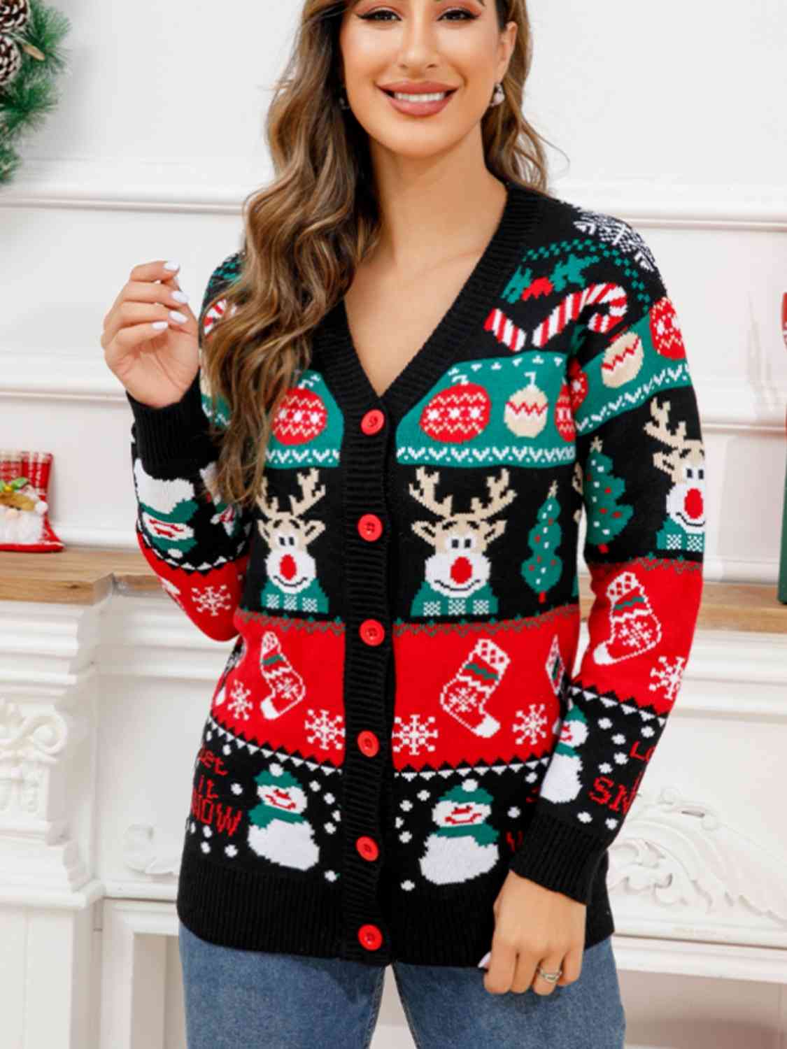 Christmas Button Down Cardigan | Sugarz Chique Boutique