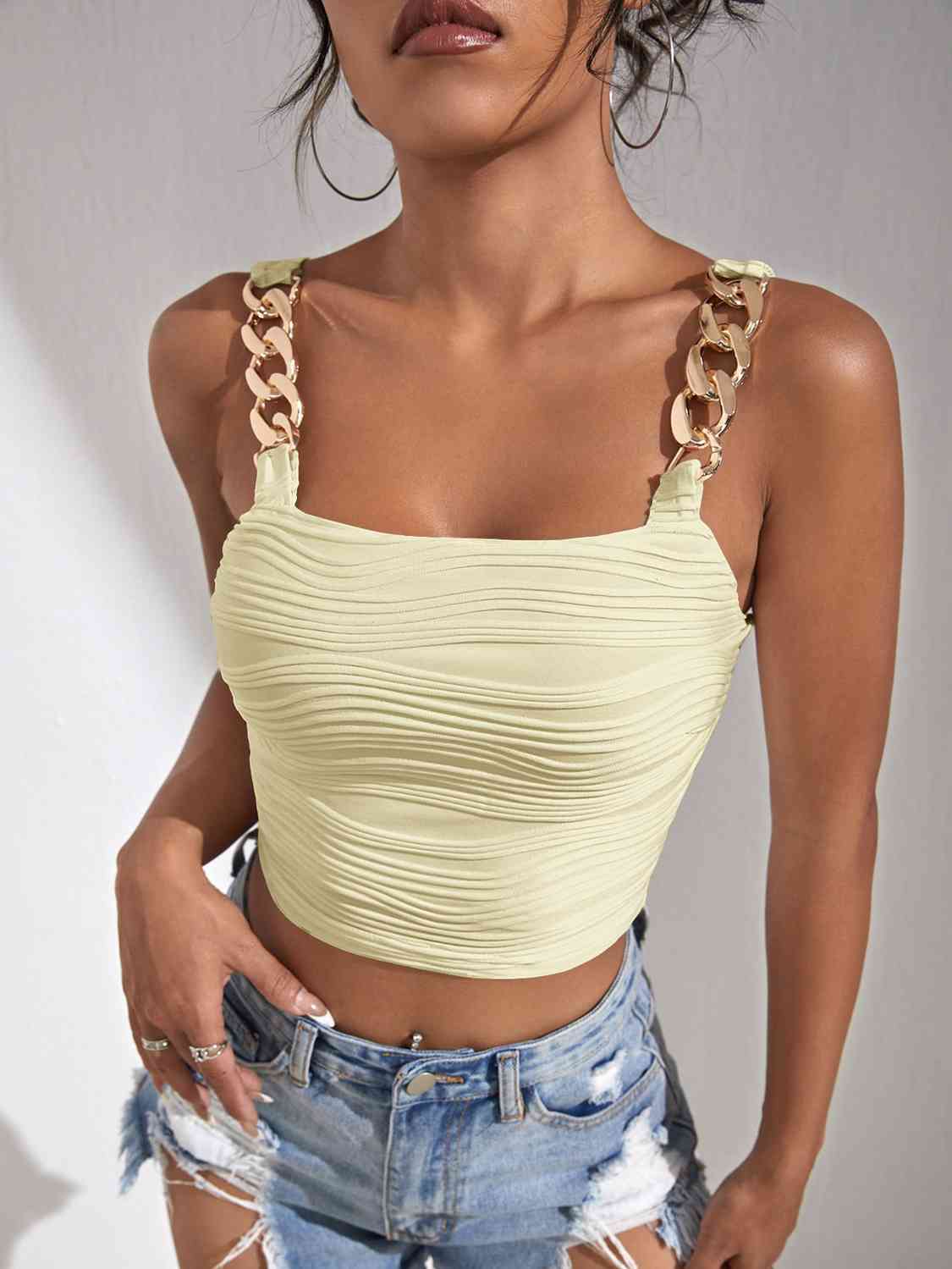 Chain Detail Square Neck Tank | Sugarz Chique Boutique