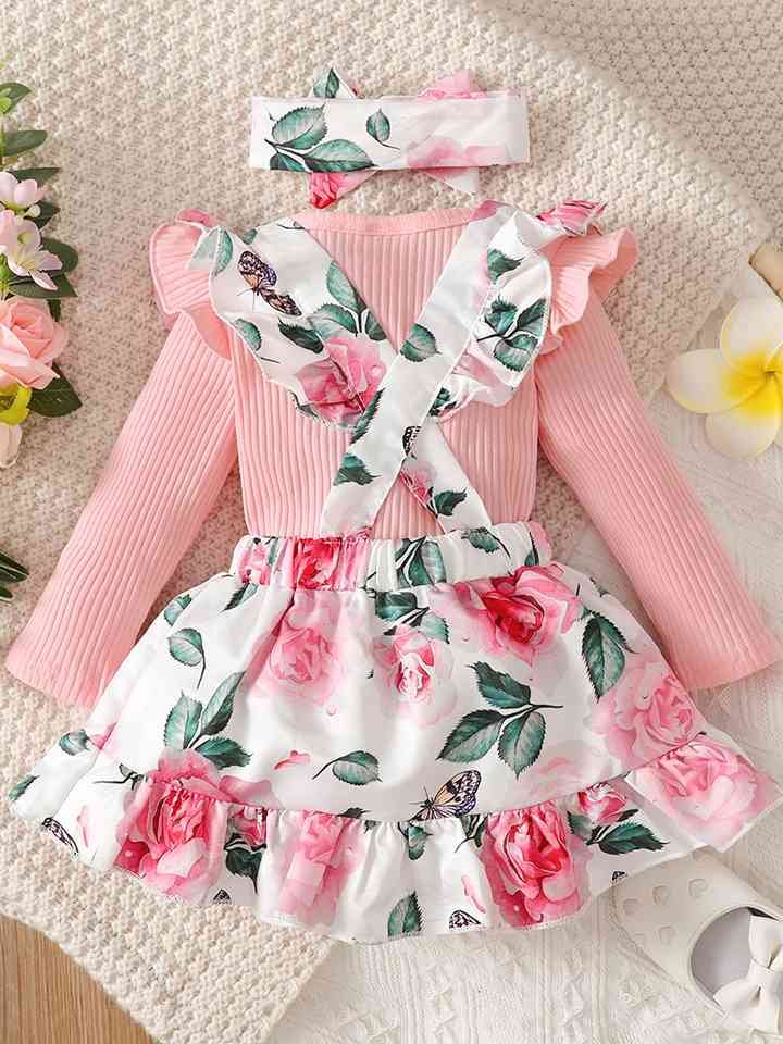 Round Neck Long Sleeve Top and Printed Dress Set | Sugarz Chique Boutique