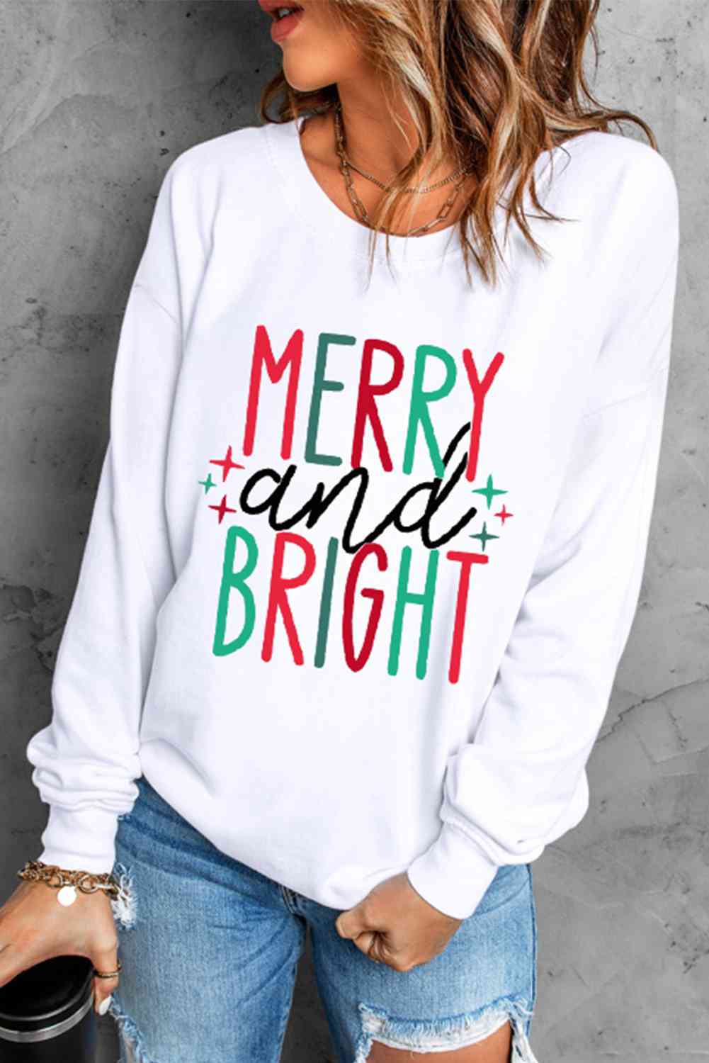 MERRY AND BRIGHT Graphic Sweatshirt | Sugarz Chique Boutique