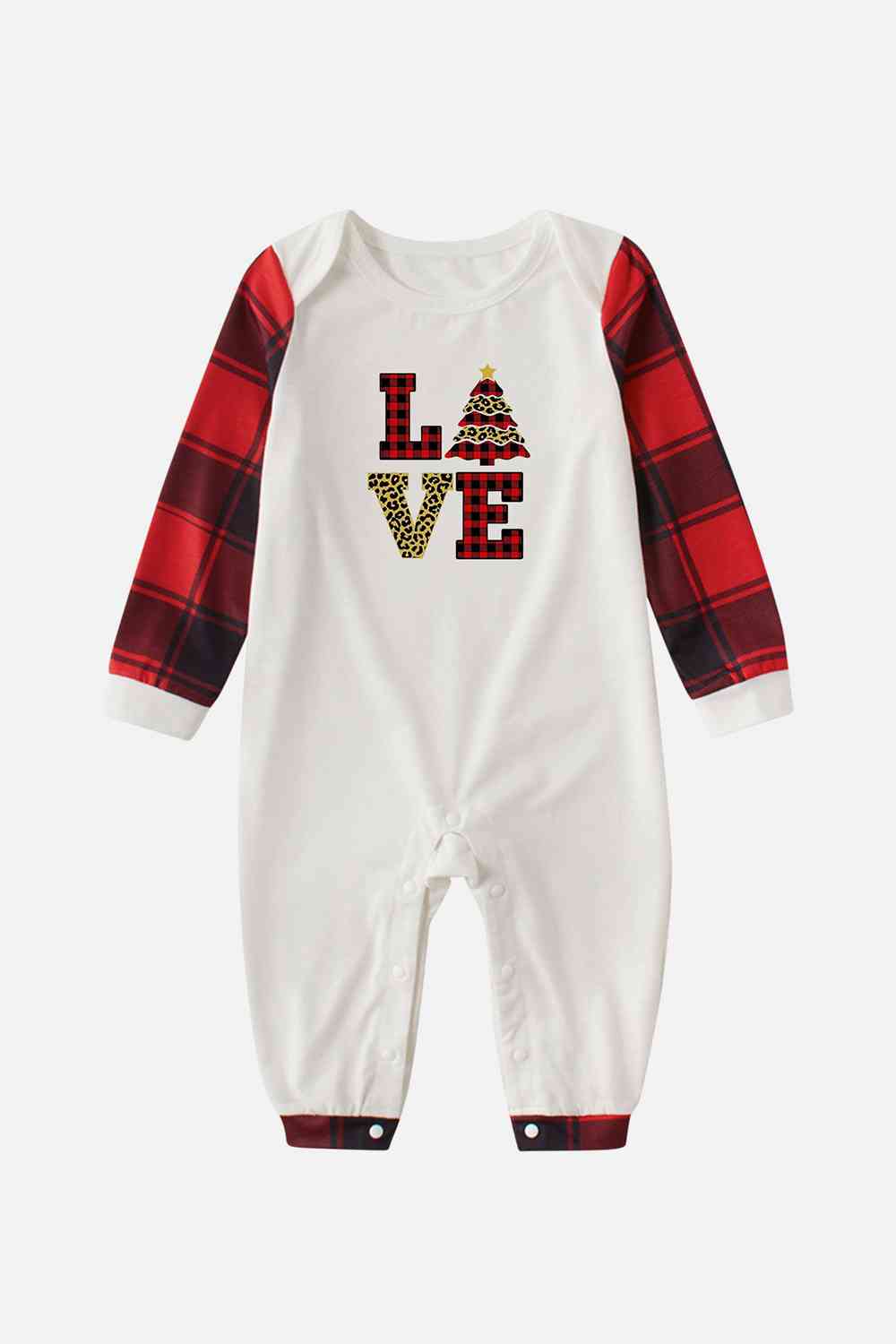 LOVE Graphic Plaid Sleeve Jumpsuit | Sugarz Chique Boutique