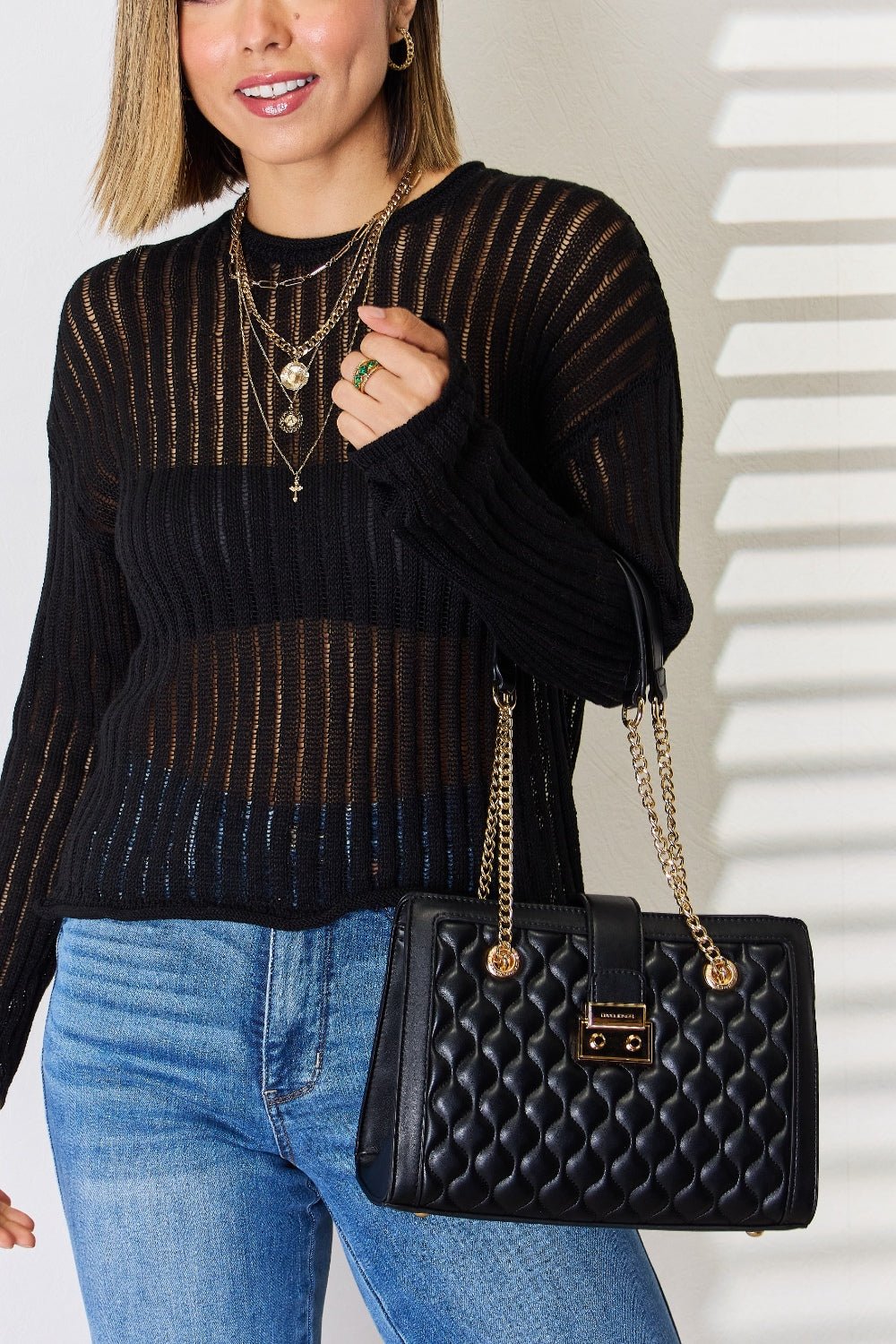 David Jones Quilted PU Leather Handbag | Sugarz Chique Boutique