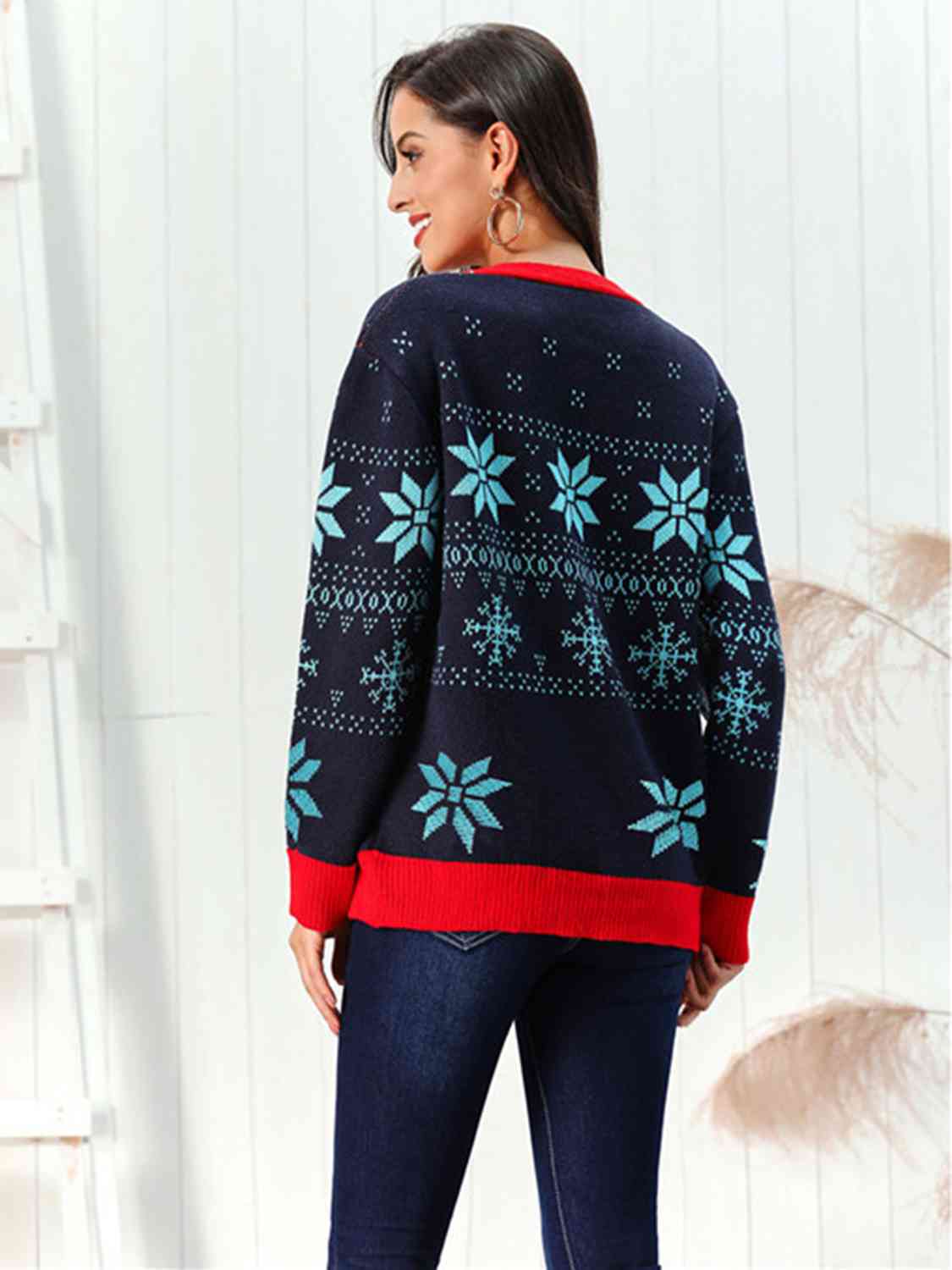 Snowflake Pattern Button Down Cardigan | Sugarz Chique Boutique