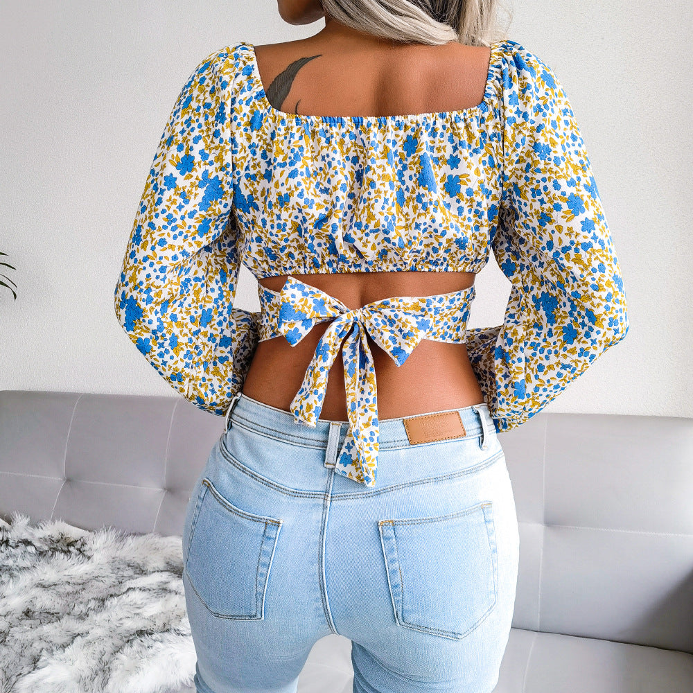 Ditsy Floral Crisscross Cropped Top | Sugarz Chique Boutique