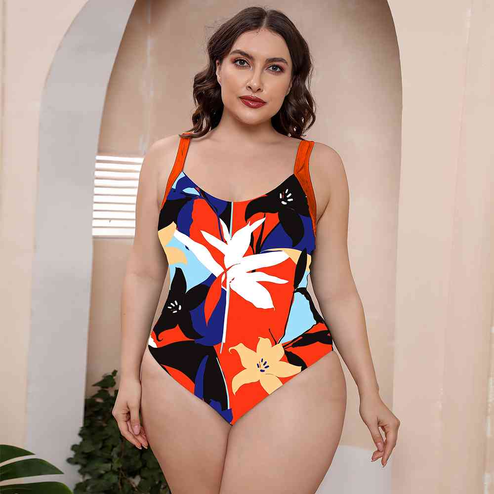 Full Size Printed Scoop Neck Sleeveless One-Piece Swimsuit | Sugarz Chique Boutique
