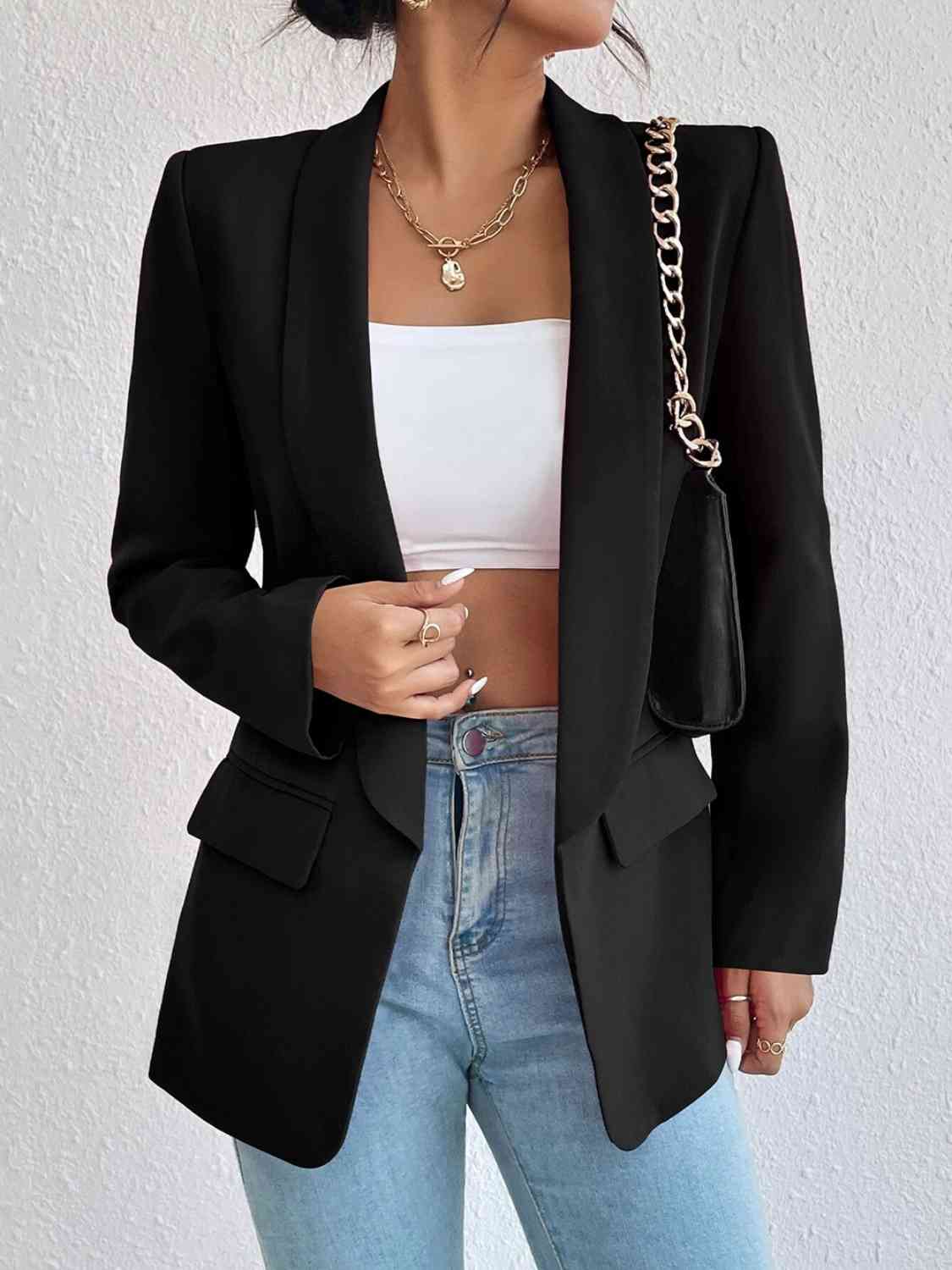 Shawl Collar Long Sleeve Blazer | Sugarz Chique Boutique