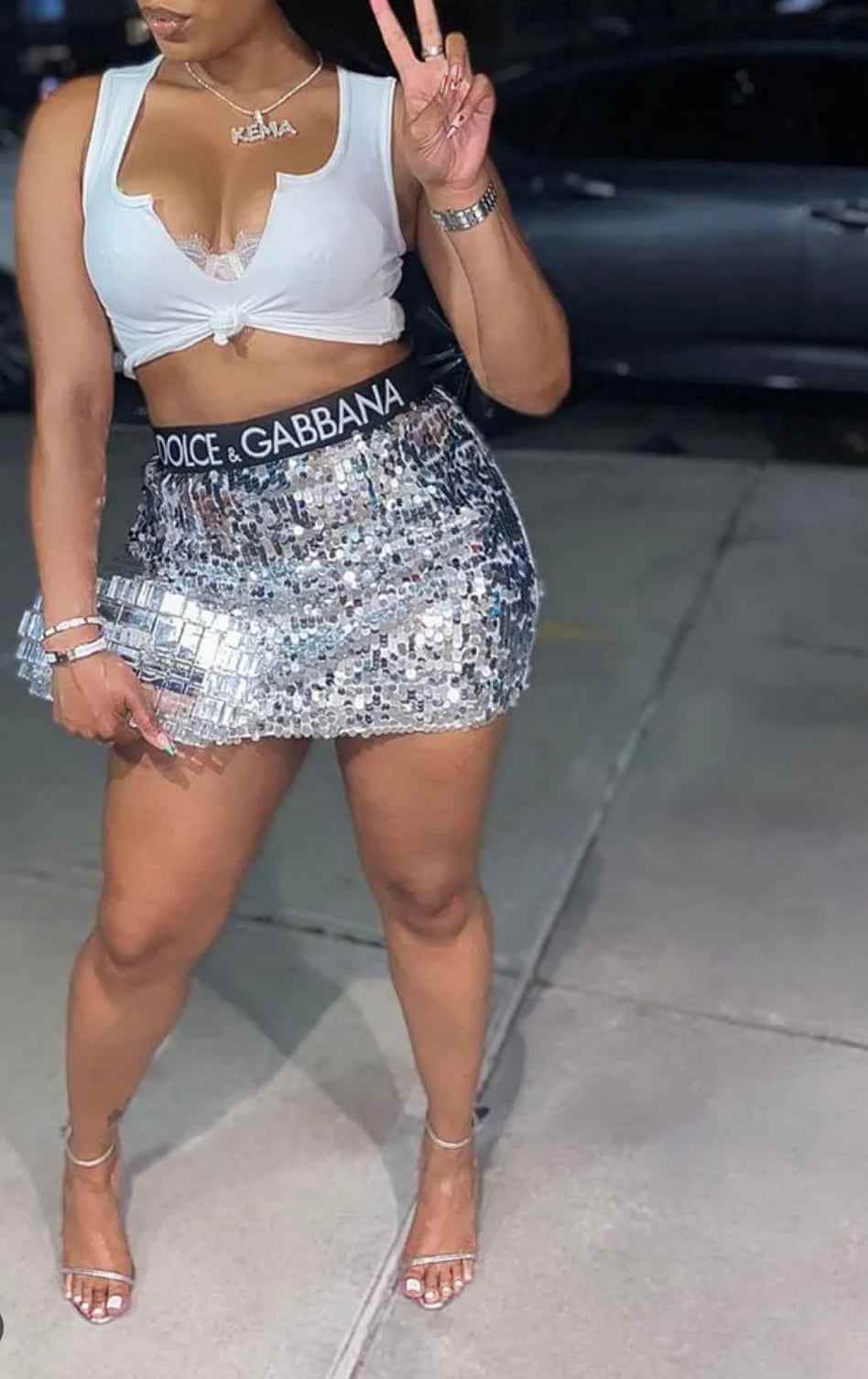 Silver Sequins Mini-skirt - Sugarz Chique Boutique