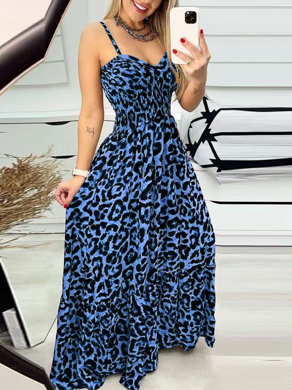 Leopard Sweetheart Neck Cami Dress | Sugarz Chique Boutique